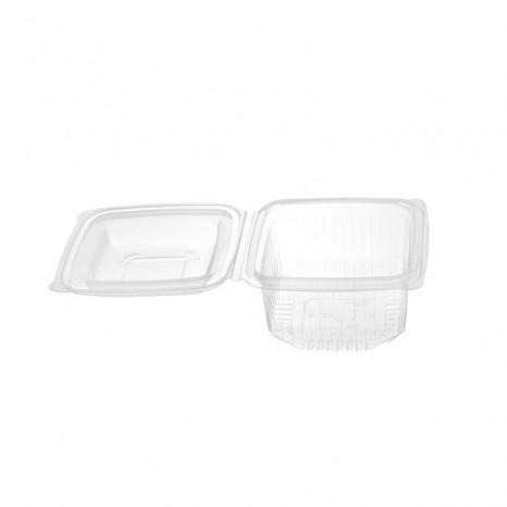 Tarrina Bisagra Rectangular PET 1000 ml. (Caja 400 unid.)